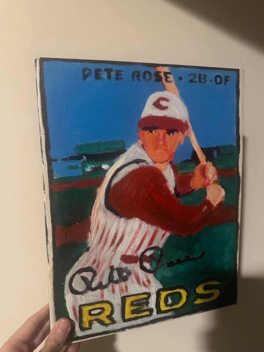 Pete Rose Rookie Card Painting 11x14 on canvas